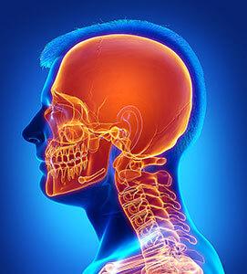 Radiologische Untersuchung Kopf Illustration